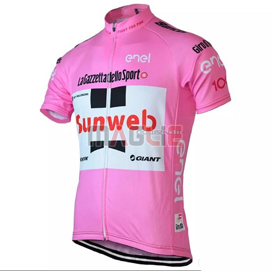 Maglia Sunweb Manica Corta 2018 Rosa e Bianco